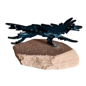 EUC Small Wolf on Stone figurine